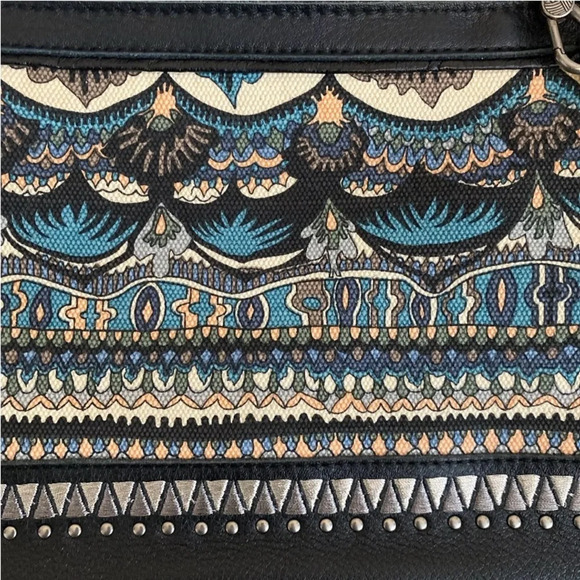 Sakroots Crossbody Leather Handbag Black Tapestry EXCELLENT Condition Zip Top - Picture 13 of 13